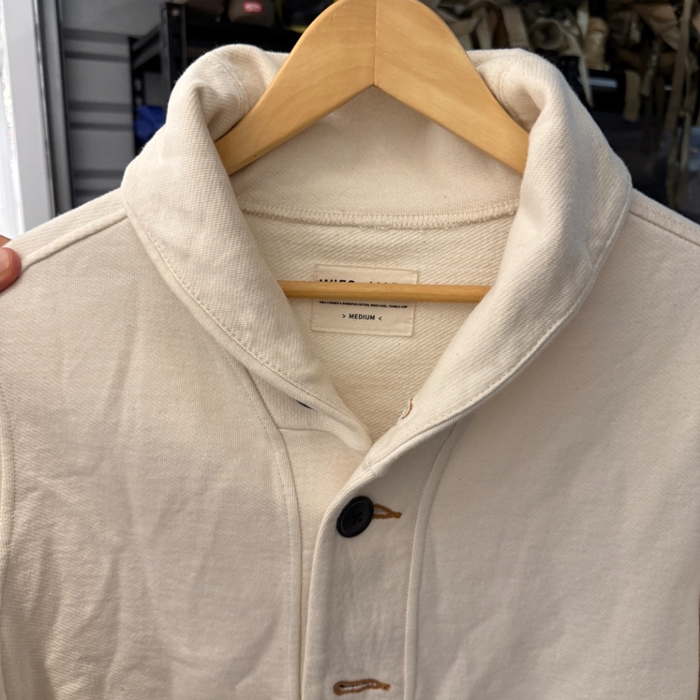 Wies Made Bodega Shawl Collar Cardigan, Men's Medium, Natural - Picture 7 of 7